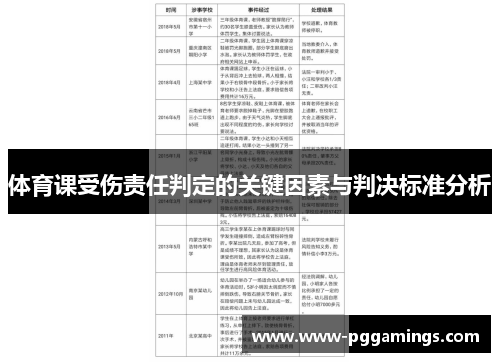 体育课受伤责任判定的关键因素与判决标准分析